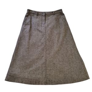 Women's Herringbone Classic Fit A-line Midi Skirt Petite 8 Cotton Academia